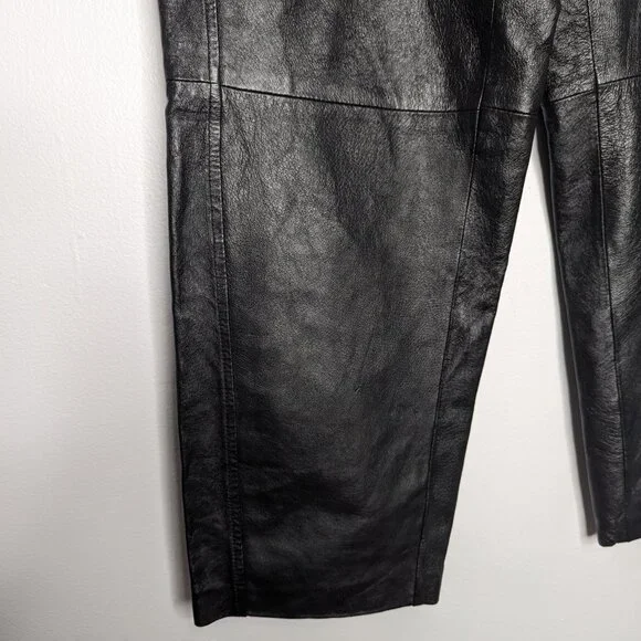 Bagatelle Vintage 90s Black Leather Pants Relaxed Fit High Waist Size 12 - Picture 5 of 9